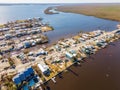 Aerial drone inspection photo Matlacha Florida Hurricane Ian aftermath damage and debris from flooding and storm surge