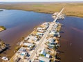 Aerial drone inspection photo Matlacha Florida Hurricane Ian aftermath damage and debris from flooding and storm surge