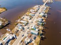 Aerial drone inspection photo Matlacha Florida Hurricane Ian aftermath damage and debris from flooding and storm surge