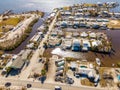 Aerial drone inspection photo Matlacha Florida Hurricane Ian aftermath damage and debris from flooding and storm surge