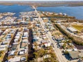 Aerial drone inspection photo Matlacha Florida Hurricane Ian aftermath damage and debris from flooding and storm surge