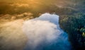 Aerial drone lake landscape