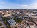 Aerial drone Leeds City Centre, West Yorkshire Royalty Free Stock Photo