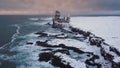 Aerial drone orbit at Londrangar cliffs, Snaefellsnes peninsula, Iceland