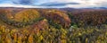 Aerial drone panorama of Carpathian mountain in Bratislava. View over beautiful autumn forest landscape. Colourful trees in the Royalty Free Stock Photo