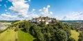 Aerial drone panorama of the Lenzburg castle, Switzerland