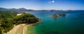 Aerial Drone Panorama - Lush jungles and mountains of the Pacific Ocean coast of Costa Rica Royalty Free Stock Photo