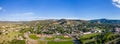 Aerial drone panorama town of Raton New Mexico USA circa 2023