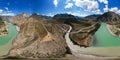 Aerial drone 360 panorama view of confluence of two rivers, Katun and Chuya Royalty Free Stock Photo