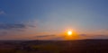 Aerial drone panorama of the village Eichlberg near Hemau with church of pilgrimage and surrounding rural area on top of a hill in