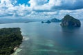 Aerial drone panoramic shot of Pinagbuyutan Island