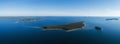 Aerial drone panoramic view of an islands in the baltic sea at a sunny summer day. Blue sky. Royalty Free Stock Photo