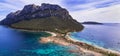 Best beaches of Sardegna island. Tavolara, Aerial drone view Royalty Free Stock Photo