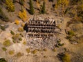 Aerial drone photo - Abandoned mine shack in the Colorado Rocky Mountains