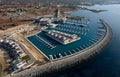 Aerial drone photo of ayia napa new marina and tourist yachts moored at the marina. Agia Napa harbor Cyprus