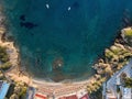 Aerial drone photo of beautiful Mononaftis beach, Greece Royalty Free Stock Photo