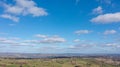 Aerial drone photo of the beautiful town of Thornton in Bradford in the UK showing the farmers fields in the Spring time on a hot Royalty Free Stock Photo