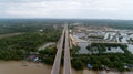 Aerial drone photo of the bridge in surat thani thailand. Royalty Free Stock Photo