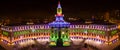 Aerial drone photo - Christmas lights on City Hall, Denver Colorado Royalty Free Stock Photo