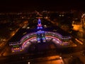Aerial drone photo - Christmas lights on City Hall, Denver Colorado Royalty Free Stock Photo