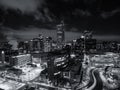 Aerial drone photo - City of Denver Colorado at night Royalty Free Stock Photo