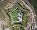 Aerial Drone Photo - Civil War Fortress, Fort Morgan, along the gulf shores of Alabama Royalty Free Stock Photo