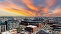 Aerial drone photo of Coors Field in Denver with orange electric sky Royalty Free Stock Photo