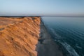 Aerial Drone Photo of the Danish coastline at North Sea during sunset, Denmark