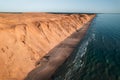 Aerial Drone Photo of the Danish coastline at North Sea during sunset, Denmark