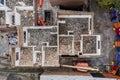 Aerial drone photo of demolition site and construction workers