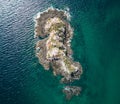 Aerial Drone Photo - Deserted island in the Pacific Ocean off the coast of Costa Rica Royalty Free Stock Photo