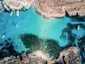 Drone photo - The beautiful Blue Lagoon of Comino Island. Malta Royalty Free Stock Photo