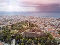 Aerial drone photo of famous town and castle of Patras, Peloponnese, Greece Royalty Free Stock Photo