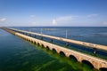 Aerial drone photo Florida Keys bridge over reef water Royalty Free Stock Photo