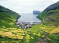 Aerial drone photo flying over Tjornuvik beach Royalty Free Stock Photo