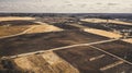 Aerial Drone Photo of Freshly Cultivated Agricultural Fields - Brown Fields