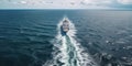 Aerial drone photo of fuel tanker ship. AI generative illustration