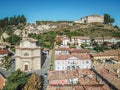 Aerial drone photo of Guarene castle and city in Northern Italy, langhe and roero region Royalty Free Stock Photo