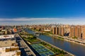 Aerial drone photo Harlem River Manhattan NY Royalty Free Stock Photo