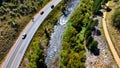 Aerial drone photo of highway in mountain in Colorado Royalty Free Stock Photo