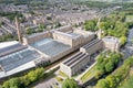 Aerial drone photo of the historic town of Shipley in the City of Bradford, West Yorkshire, England showing a Newley regenerated Royalty Free Stock Photo