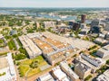 Aerial drone photo of the Macarthur Center Downtown Norfolk VA Royalty Free Stock Photo