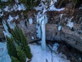 Aerial drone photo - A massive frozen waterfall in the Colorado Rocky Mountains. Vail, Colorado Royalty Free Stock Photo