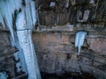 Aerial drone photo - A massive frozen waterfall in the Colorado Rocky Mountains. Vail, Colorado Royalty Free Stock Photo