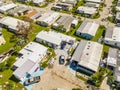 Aerial drone photo of mobile home trailer parks in Fort Myers FL which sustained damage from Hurricane Ian