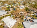 Aerial drone photo of mobile home trailer parks in Fort Myers FL which sustained damage from Hurricane Ian