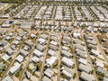 Aerial drone photo of mobile home trailer parks in Fort Myers FL which sustained damage from Hurricane Ian