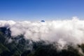 Aerial drone photo - Mt. Fuji rising above the clouds Royalty Free Stock Photo