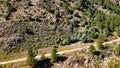 Aerial drone photo of riding trail in mountain in Colorado