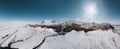 Aerial drone photo of Seljalandsfoss waterfall in Iceland captured in winter. Top view of Nordic majestic waterfall with Royalty Free Stock Photo